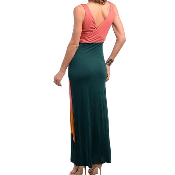 Dress Chevron Striped Color Block Trendy Long Max - Picture 2 of 2